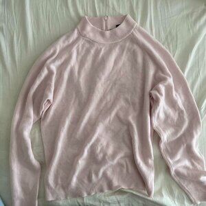 Karen Scott mock neck zip sweater pink